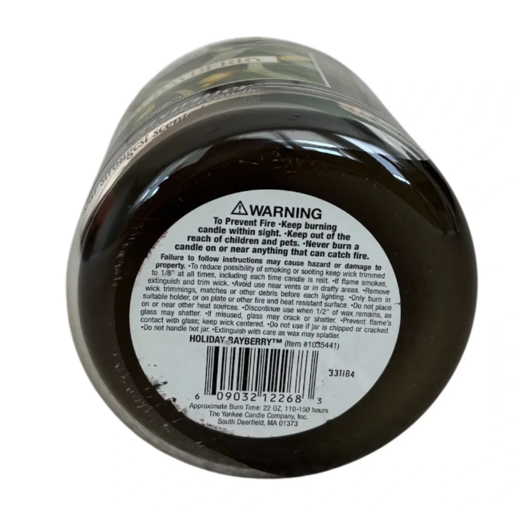 Yankee Candle Jar Black Band Rare Vintage Holiday Bayberry Christmas Dark Green